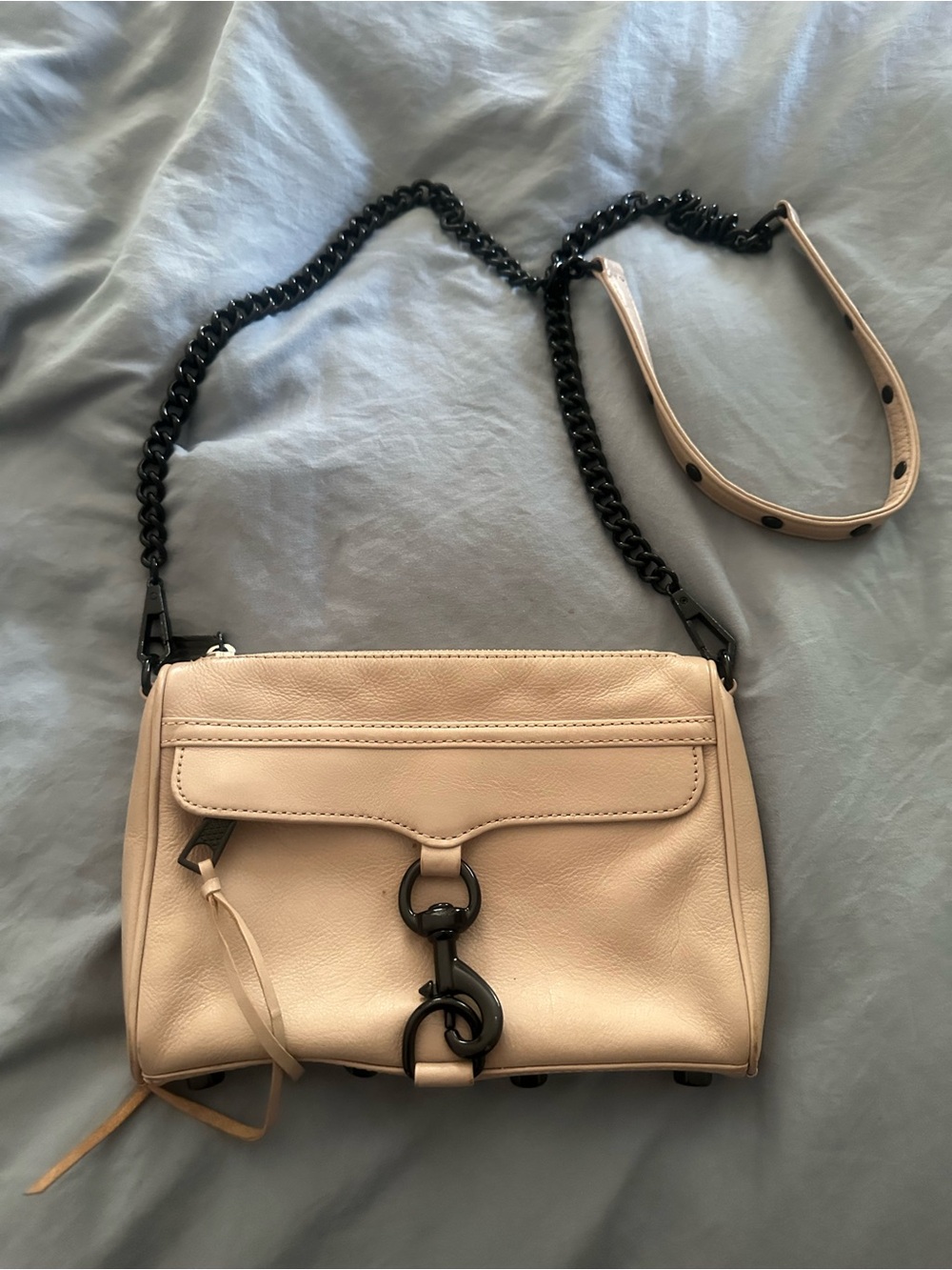 Rebecca Minkoff Blush Pink Leather Crossbody with Black Chain Strap
